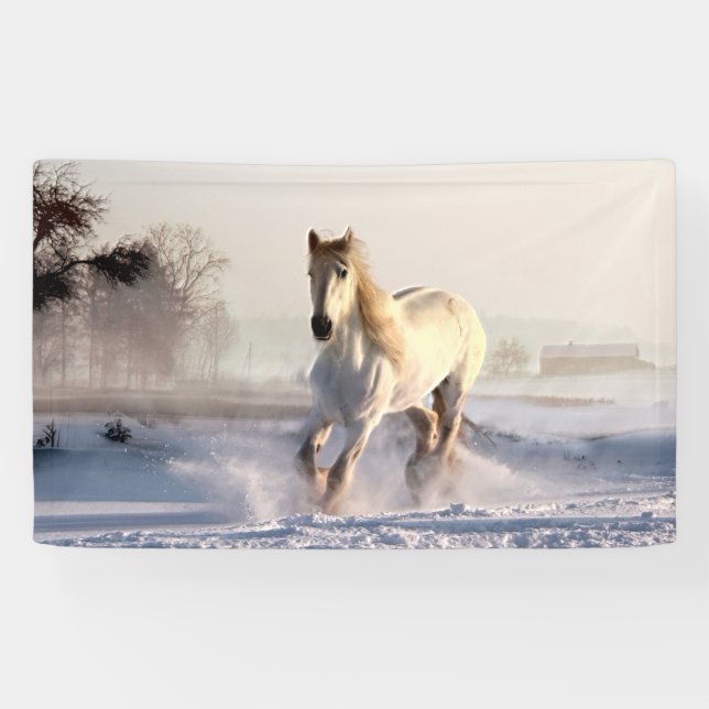 Banderoles White Horse Galloping (Horizontal)