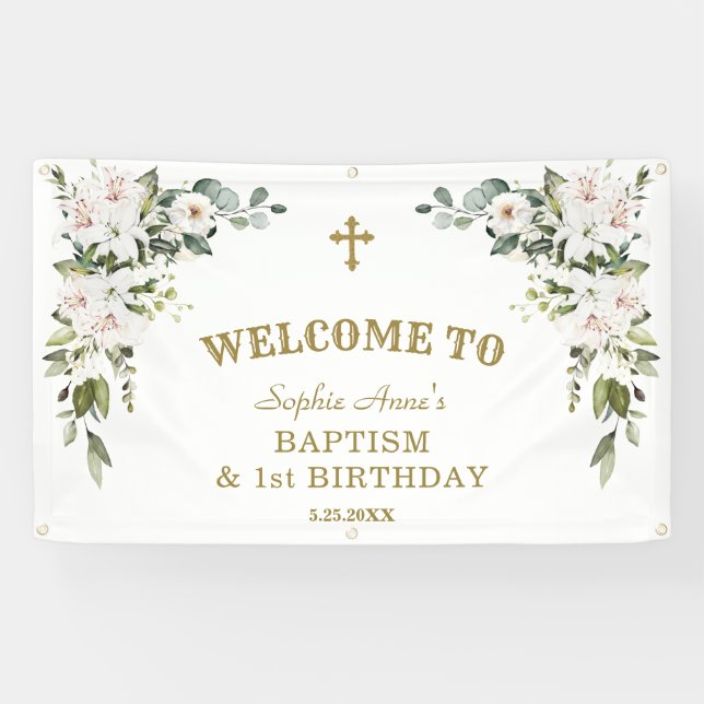 Banderoles White Lilies 1er anniversaire Affiche de bienvenue (Horizontal)