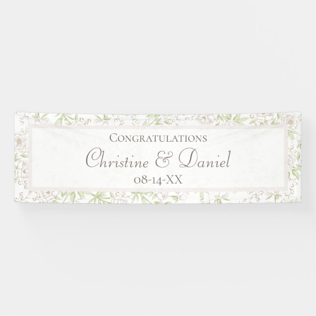 Banderoles White Rose Classic Wedding (Horizontal)