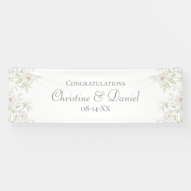 Banderoles White Rose Classic Wedding (Horizontal)