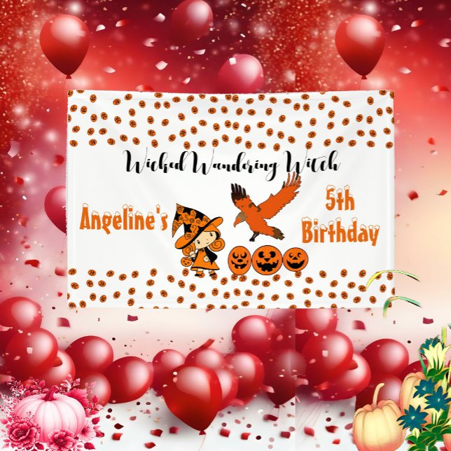 Banderoles Wicked Wandering sorcier Halloween Jack Anniversai (Wicked Wandering Witch Halloween Jack Birthday Fun Banner)