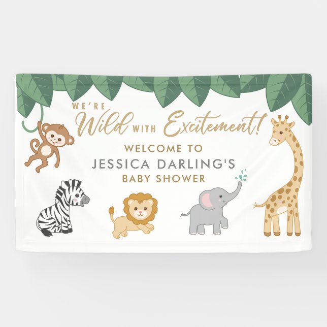 Banderoles WILD avec enthousiasme Safari Thème Baby shower Fo (Horizontal)