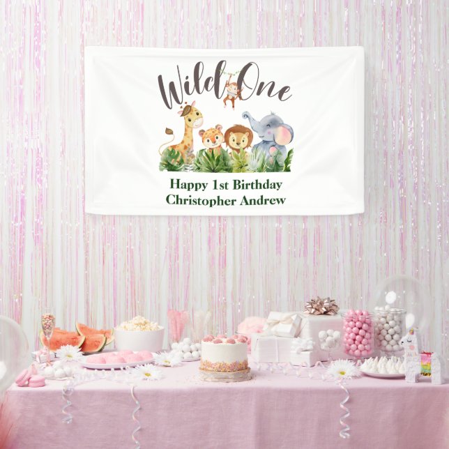 Banderoles Wild One Baby Animals Jungle Safari 1er anniversai (Fête)