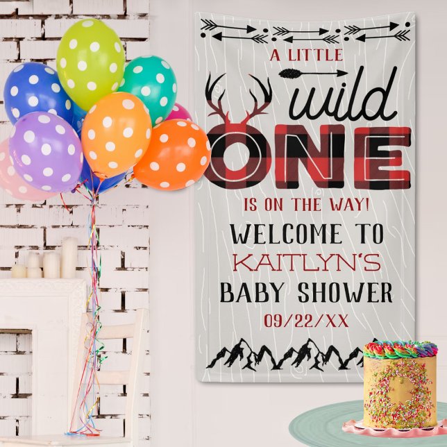 Banderoles Wild One Boys Rustic Plaid Baby shower de bûcheron (Créateur téléchargé)