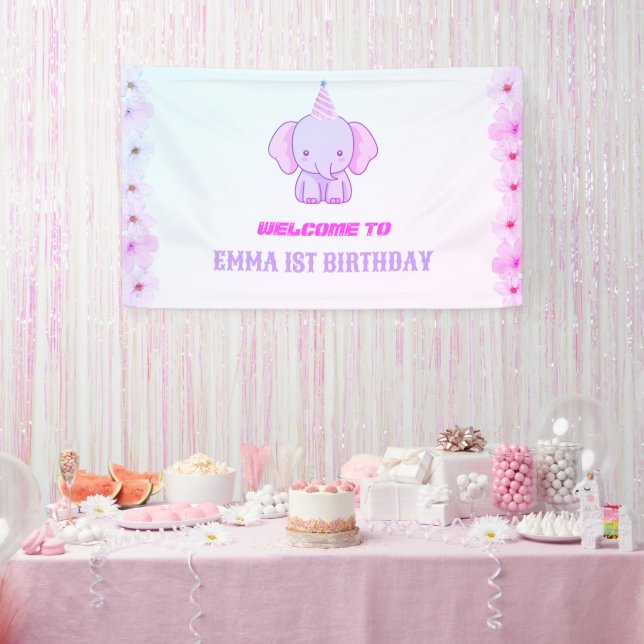 Banderoles Wild One Cute Elephant 1st Birthday Welcome sign (Fête)