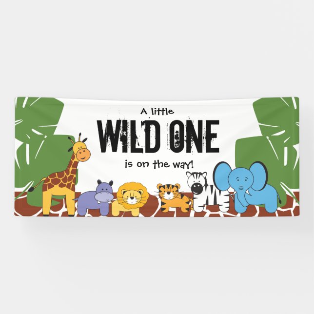Banderoles Wild One en route pour baby shower Safari Party (Horizontal)