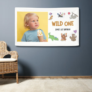 Banderoles Wild One Jungle Safari Thème 1er anniversaire