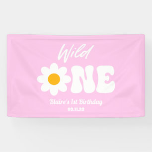 Banderoles Wild One Rose White Daisy Retro 1er Anniversaire