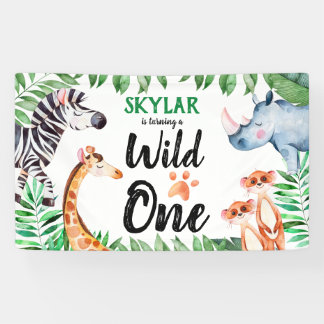 Banderoles Wild One Safari Animaux Enfants 1er anniversaire