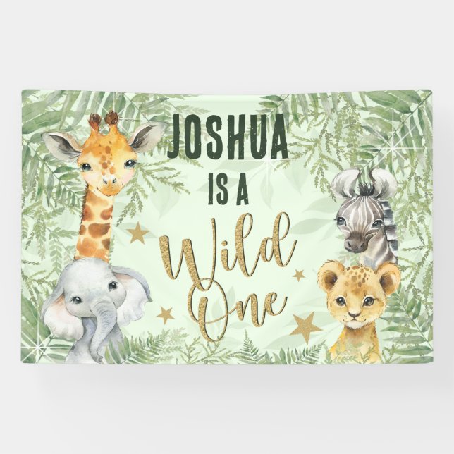 Banderoles Wild One Safari Animaux Welcome Banner (Horizontal)