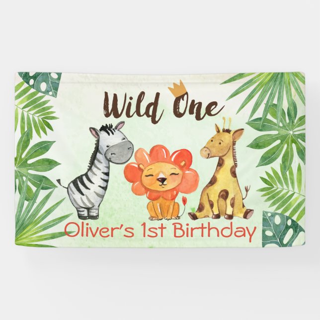 Banderoles Wild One, Safari premier anniversaire (Horizontal)