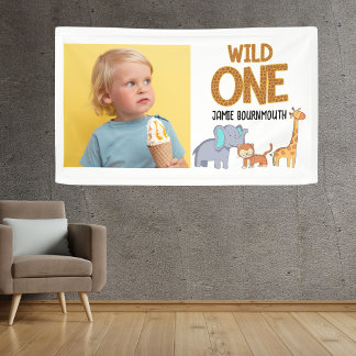 Banderoles Wild One Safari Theme Boys 1er Anniversaire