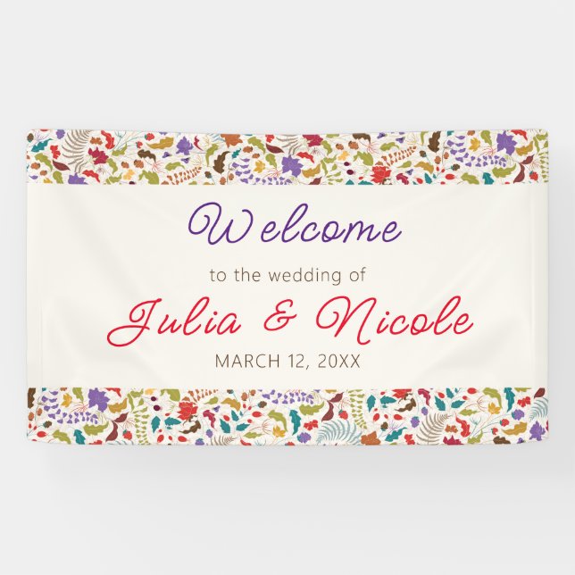 Banderoles Wild Rose Woods Exotic Flower Garden Mariage (Horizontal)
