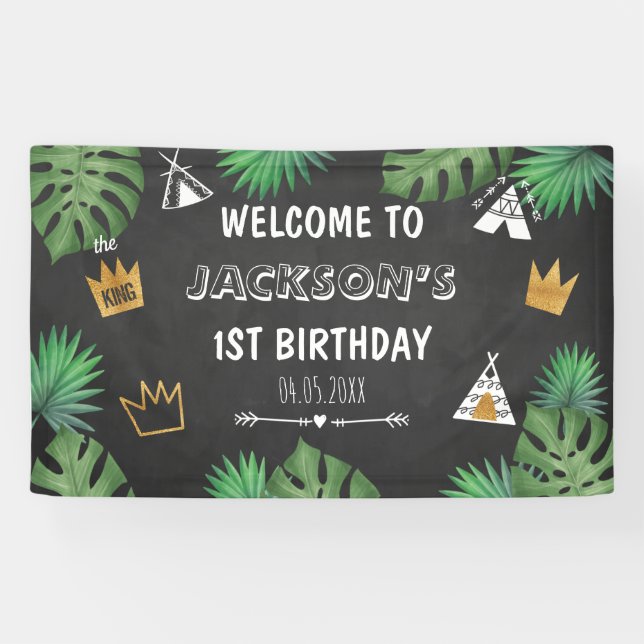Banderoles Wild Thing Parties scintillant UN Anniversaire Gar (Horizontal)