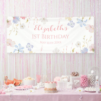 Banderoles WILDFLOWERS Birthday party Backdrop banner