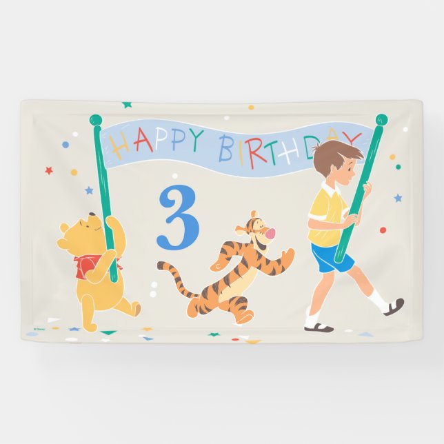 Banderoles Winnie l'Ooh | Joyeux anniversaire (Horizontal)