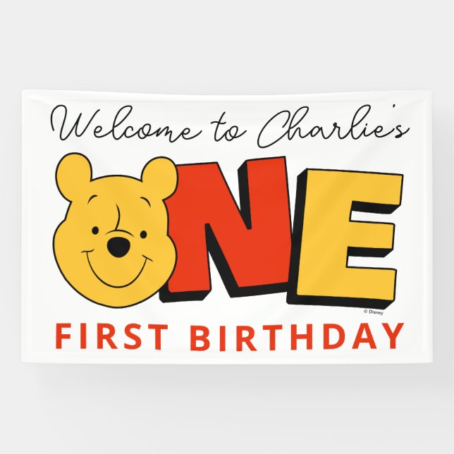 Banderoles Winnie l'Ooh - One | Premier anniversaire (Horizontal)