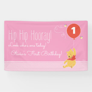 Banderoles Winnie l'Ourson Baby Girl - Premier anniversaire