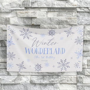 Banderoles Winter Wonderland Blue Snowflake fête d'anniversai