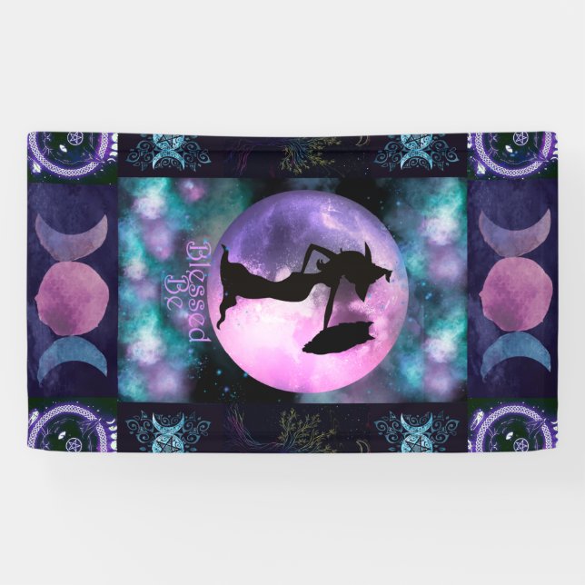 Banderoles Witchy Purple, Livre d'ombres, Chouette de sorcièr (Horizontal)