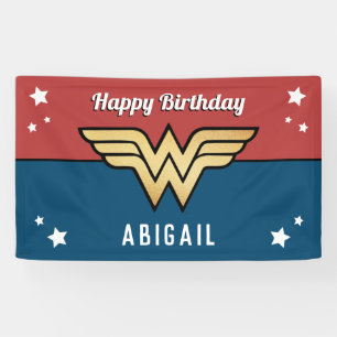 Banderoles Wonder Woman Golden Logo   Happy Birthday