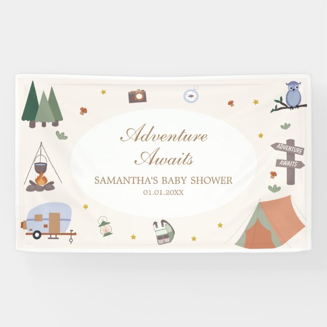 Banderoles Woodland Adventure Attend le Baby shower de campin (Horizontal)