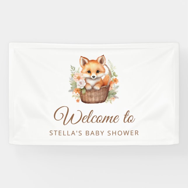 Banderoles Woodland Fox Welcome Baby Shower Banner (Horizontal)