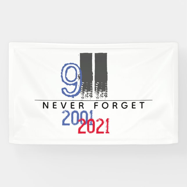 Banderoles WTC 911 Patriotique n'oublie jamais le 20e anniver (Horizontal)