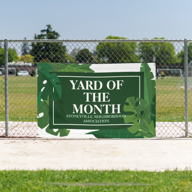 Banderoles Yard of the Month Club Green Leaf Custom HOA Award (Insitu)
