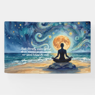 Banderoles Yoga Méditation Ciel Nocturne Étoilé Lune Océan Ci