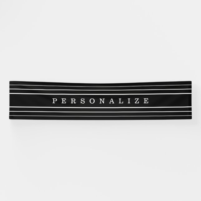 Banderoles Your Custom Text & Modern Stripes | Black & White (Horizontal)