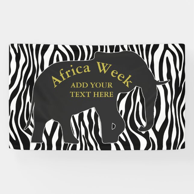 Banderoles Zebra Pattern avec éléphant + vos idées (Horizontal)