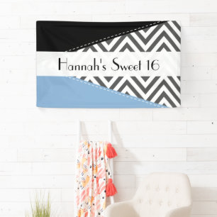 Banderoles Zigzag gris, Chevron gris, Bleu, Doux 16