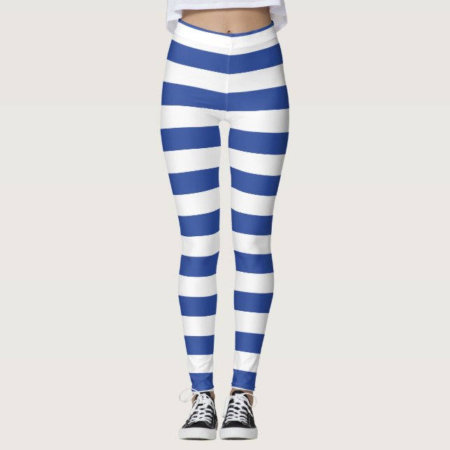 bandes blanches bleues collants motifs (Devant)