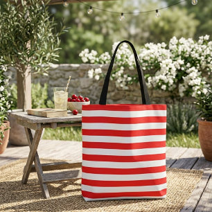 Bandes blanches rouges sac fourre-tout rétro vinta