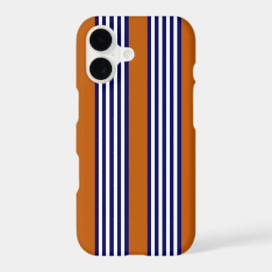Bandes bleu marine et blanc avec orange brûlé