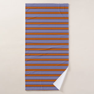 Bandes bleu marine et blanc avec orange brûlé