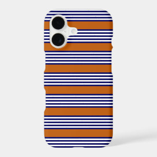 Bandes bleu marine et blanc avec orange brûlé