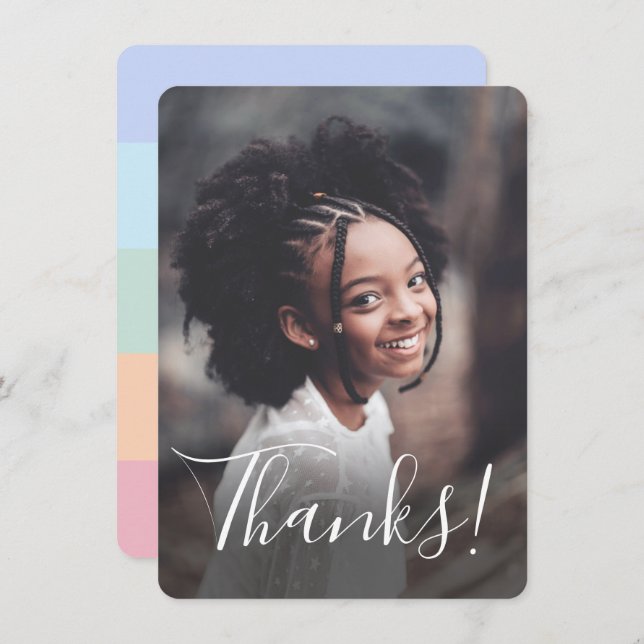 Bandes de Arc-en-ciel Pastel Photo Complète Merci (Devant / Derrière)