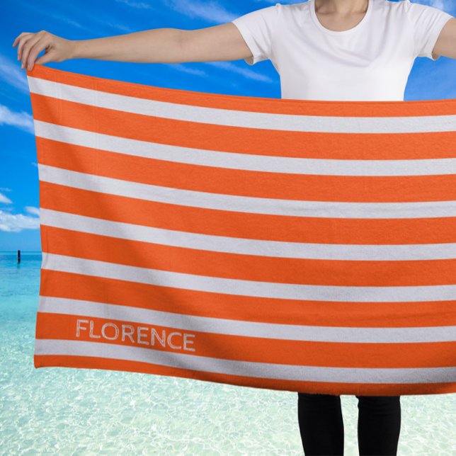 Bandes de cabane orange Neon - serviette de plage (Créateur téléchargé)