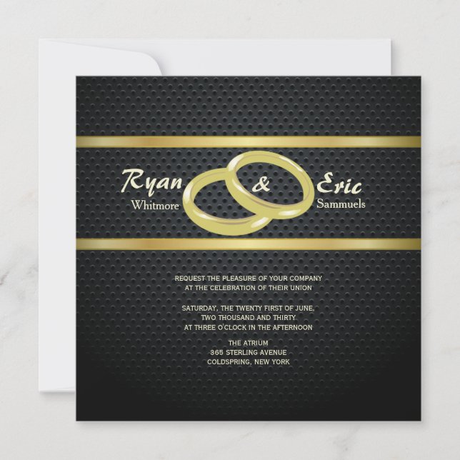 Bandes de Faire-part de mariage d'or (Devant)