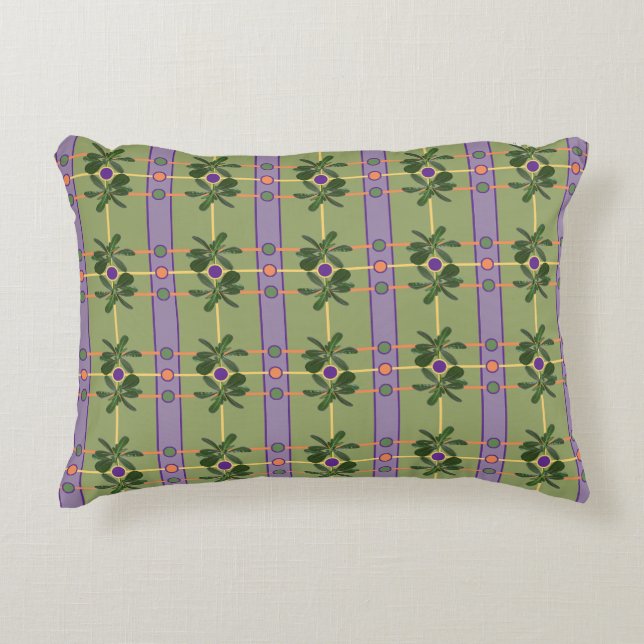 Bandes de lavande pâle avec Coussin d'accents vert (Devant)