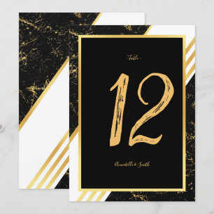 Bandes de marbre d'or typographie numéro de table 