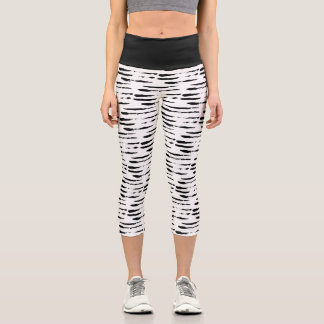 Bandes d'encre noir et blanc Motif Capri Leggings