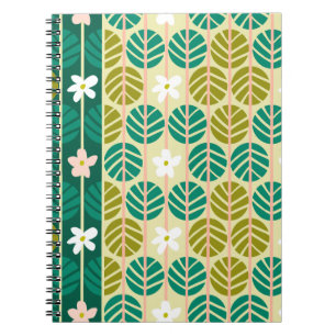 Bandes d'été rétro floral vert/rose carnet