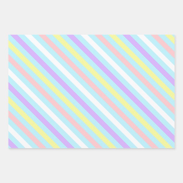 Bandes diagonales pastel Enveloppement Papier Feui (Devant)