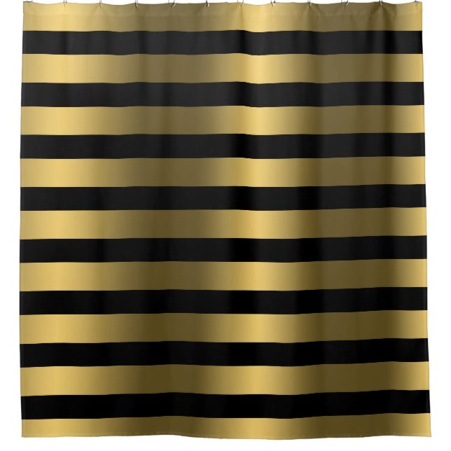 Bandes d'or sur rideau de douche Classé Noir (Devant)