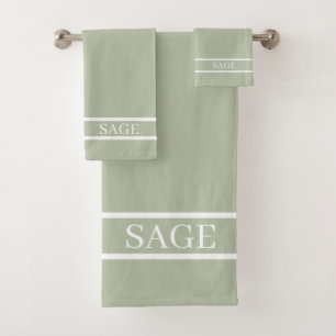 Bandes élégantes sur serviettes de bain vert sauge