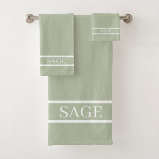 Bandes Élégantes sur Serviettes de Bain Vert Sauge