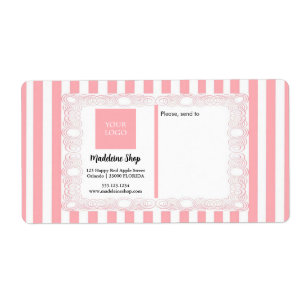 Bandes en poudre rose et cadre et logo